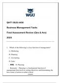 QHT1 BUS 4400 Business Management Tasks &lpar;WGU&rpar; FA Review Qns & Ans 2025