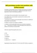 GRE psychology practice test questions with verified answers