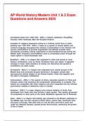 AP World History Modern Unit 1 & 2 Exam Questions and Answers 2025