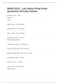 NURS 4121 - Lab Values Prep Exam Questions All Fully Solved&period;
