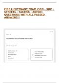 FIRE LIEUTENANT EXAM &lpar;SOG - SOP - STREETS - TACTICS - ADMIN&rpar; QUESTIONS WITH ALL PASSED ANSWERS&excl;&excl;