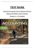 TEST BANK  for Financial Accounting Tools For Business Decision Making 10th Edition&comma; Paul D&period; Kimmel&comma; Chapters 1 to 13&comma; Complete