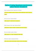 Python Coding Questions and Answers  Latest Version Graded A&plus;