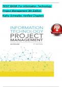 TEST BANK For Information Technology Project Management 9th Edition by Kathy Schwalbe&comma; Verified Chapters 1 - 13&comma; Complete Newest Version
