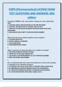 CNPR &lpar;Pharmaceutical&rpar; LICENSE EXAM  TEST QUESTIONS AND ANSWERS 18th  edition