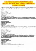 GRE PSYCHOLOGY IMPORTANT NAMES QUESTIONS WITH 100&percnt; CORRECT ANSWERS &vert;LATEST UPDATE&vert;