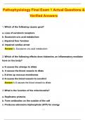 Pathophysiology Final Exam 1 Actual 2025 &sol; 2026 Questions & 100&percnt; Verified Answers