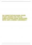 GA CONSTITUTION EXAM &lpar;FROM STUDY GUIDES FOR THE GA CONSTITUTION EXAM&rpar; QUESTIONS WITH 100&percnt; CORRECT ANSWERS&excl;&excl;