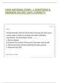 LNHA NATIONAL EXAM - 1 QUESTIONS & ANSWERS SOLVED 100&percnt; CORRECT&excl;&excl;