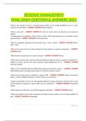 REVENUE MANAGEMENT FINAL EXAM QUESTION & ANSWERS 2024&period;
