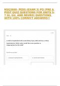 NSG3600- PEDS &lpar;EXAM 3&rpar; PQ &lpar;PRE & POST QUIZ QUESTIONS FOR UNITS 5-7 GI&comma; GU&comma; AND NEURO&rpar; QUESTIONS WITH 100&percnt; CORRECT ANSWERS&excl;&excl;