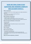 NURS 495 FINAL EXAM STUDY  QUESTIONS AND ANSWERS COMPLETE  AND ACCURATE RATED A&period;