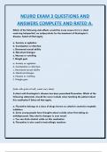 NEURO EXAM 3 QUESTIONS AND  ANSWERS COMPLETE AND RATED A&period;