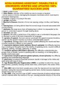 HOSA NURSING ASSISTANT&colon; DISABILITIES & DISORDERS VERIFIED AND UPDATED 100&percnt; GUARANTEED SUCCESS &vert;2025&vert;