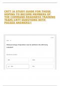 CRTT &lpar;A STUDY GUIDE FOR THOSE HOPING TO BECOME MEMBERS OF THE COMMAND READINESS TRAINING TEAM&rpar; CRTT QUESTIONS WITH PASSED ANSWERS&excl;&excl;
