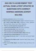 2025 DELTA ACHIEVEMENT TEST ACTUAL EXAM LATEST UPDATED 90 QUESTIONS WITH CORRECT VERIFIED ANSWERS &lpar;EXPERT SOLVED&rpar;