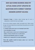 2025 QLIK SENSE BUSINESS ANALYST ACTUAL EXAM LATEST UPDATED 90 QUESTIONS WITH CORRECT VERIFIED ANSWERS &lpar;EXPERT SOLVED&rpar;&period;