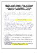 MENTAL HEALTH EXAM 1 &vert; COMPLETE EXAM QUESTIONS AND CORRECT ANSWERS WITH EXPLANATIONS &vert; GRADED A&plus; &vert; VERIFIED ANSWERS &vert; NEWEST VERSION 2025
