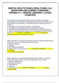 MENTAL HEALTH EXAM 2 &lpar;REAL EXAM&rpar; &vert; ALL QUESTIONS AND CORRECT ANSWERS &vert; GRADED A&plus; &vert; VERIFIED ANSWERS &vert; LATEST EXAM 2025