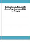 Pennsylvania Real Estate Exam Prep Questions 2025 A&plus; Success