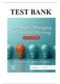 TEST BANK FOR YODER-WISE&rsquo;S LEADING AND MANAGING IN CANADIAN NURSING&comma; 2ND EDITION&comma; PATRICIA S&period; YODER-WISE&comma; JANICE WADDELL&comma; NANCY WALTON &vert; ALL 32 CHAPTERS COVERED &vert; COMPLETE GUIDE