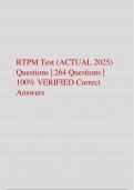 RTPM Test &lpar;ACTUAL 2025&sol;2026&rpar; Questions &vert; 264 Questions &vert;  100&percnt; VERIFIED Correct  Answers