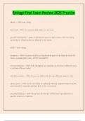Biology Final Exam Review 2025 Practice