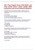ACT Prep English Exam 2024-2025 &vert; Act  Prep Actual Exam Latest update 2024  Questions and Correct Answers Rated A&plus;