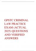 GPSTC CRIMINAL  LAW PRACTICE  EXAM &lpar;ACTUAL  2025&rpar; QUESTIONS  AND VERIFIED  ANSWERS