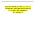 Test Bank for Digital Marketing Strategy: An Integrated Approach to Online Marketing, 3rd Edition by Simon Kingsnorth