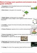Marine Ecology exam questions and answers study guide verified A&plus;