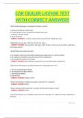 CAR DEALER LICENSE TEST WITH CORRECT ANSWERS