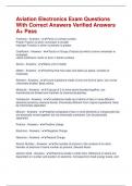 Aviation Electronics Exam Questions With Correct Answers Verified Answers A&plus; Pass