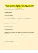 Marketo Certified Professional &lpar;MCA&rpar; Exam Prep &lpar;Latest Update&rpar; Questions and Verified Answers&vert; 100&percnt; Correct&vert; Grade A&plus;