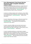 Care Management Final Exam Review Questions with Complete Solutions &lpar;Latest 2025&rpar;&period;