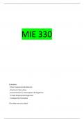  MIE 330 EXAM 2 STUDY GUIDE REVISION QUESTIONS WITH 100&percnt; CORRECT ANSWERS
