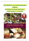 TEST BANK For Accounting Information Systems 4th Edition by Vernon Richardson&comma; Verified Chapters 1 - 17&comma; Complete Newest Version