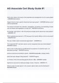 AG Associate Cert Study Guide  1 QUESTIONS AND ANSWERS WITH 100&percnt; VERIFIED ANSWERS 2024&sol;2025 &lpar; COMPLETE SOLUTIONS&rpar;