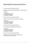 Mental Health Pre-Assessment ATI QUESTIONS AND ANSWERS WITH 100&percnt; VERIFIED ANSWERS 2024&sol;2025 &lpar; COMPLETE SOLUTIONS&rpar;