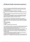 ATI Mental Health assessment questions &lpar; Latest 2024 &sol; 2025 Update&rpar; Actual Exam Questions and Answers &vert;100&percnt; Verified Correct &vert; 100&percnt; satisfaction guarantee