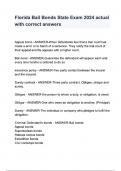 Florida Bail Bonds State Exam &lpar; Latest 2024 &sol; 2025 Update&rpar; Actual Exam Questions and Answers &vert;100&percnt; Verified Correct &vert; 100&percnt; satisfaction guarantee