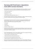 Nursing 102 Final Exam 4 Questions  And 100&percnt; Correct Answers&period;