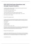 PCN 102 Final Exam Questions And Already Passed Answers&period;