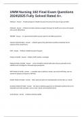UWM Nursing 102 Final Exam Questions 20242025 Fully Solved Rated A&plus;&period;