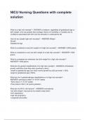 NICU Nursing &vert; Questions and Correct Answers With Complete Solutions &vert; Verified &vert; Certified Quality