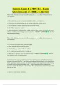 Speech  Bundled Exam Questions and CORRECT Answers