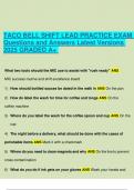 TACO BELL SHIFT LEAD PRACTICE EXAM Questions and Answers Latest Versions 2025 GRADED A&plus; 