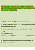 TACO BELL MANAGER EXAM Questions with 100- correct Answers Latest Versions 2025 TOP RATED