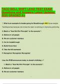 TACO BELL SHIFT LEAD TEST EXAM Questions and Answers Latest Updates 2025 GRADED A&plus;
