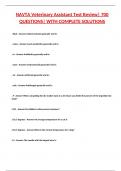 NAVTA Veterinary Assistant Test Review&vert; 700 QUESTIONS&vert; WITH COMPLETE SOLUTIONS